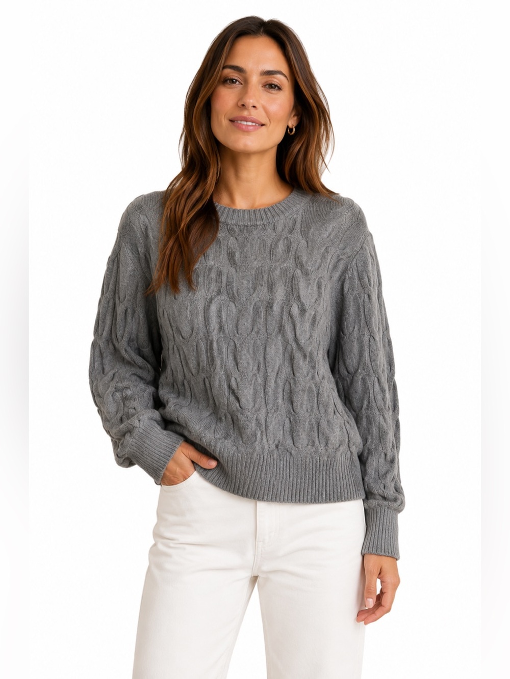 A New Day ($35) Grey Cable Knit Sweater - PTP 27